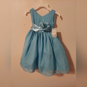 Ellie Blue Formal Kids Dress with Floral Detail